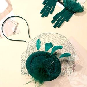 Fascinator Headband Hat & Gloves Set